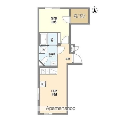 ミリアレジデンス早稲田山吹町[1LDK/33.99m2]の間取図