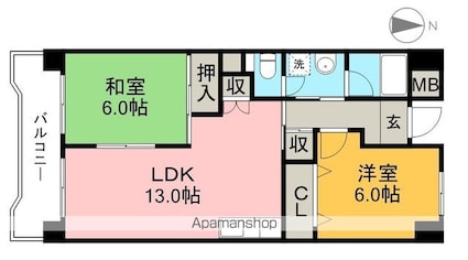 塩田町マンション[2LDK/58.32m2]の間取図