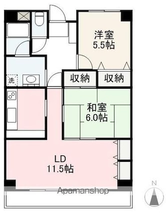香川県高松市成合町[2LDK/62.9m2]の間取図