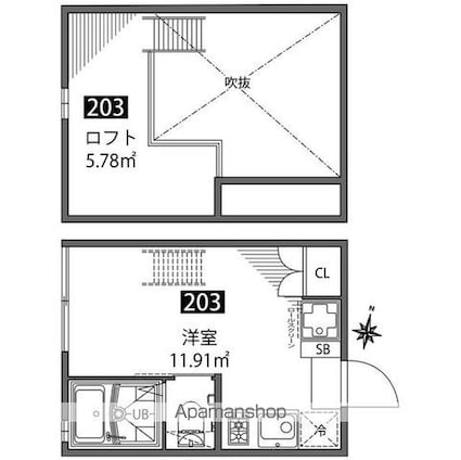 チトカラアパートメント[1R/14.77m2]の間取図