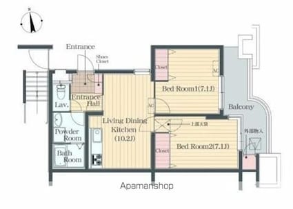 ハイリビング関根[2LDK/55.08m2]の間取図