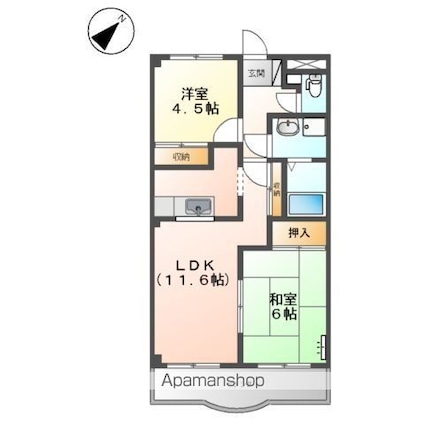プリベールＳ[2LDK/51.3m2]の間取図