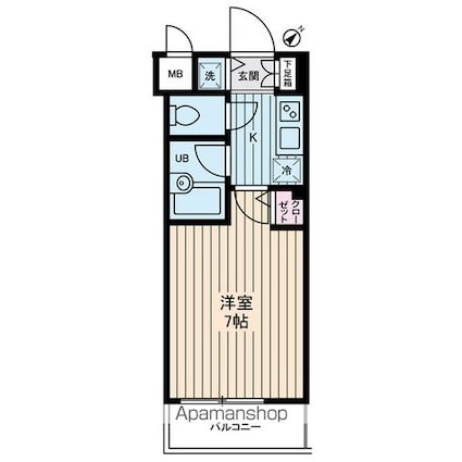 アムス門前仲町　富岡[1K/21.24m2]の間取図