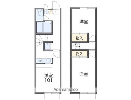 レオパレスロワール三条Ａ[2DK/49.68m2]の間取図