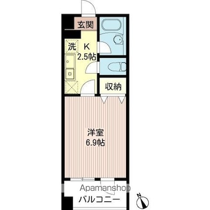 エスパシオ西新宿[1K/21.6m2]の間取図