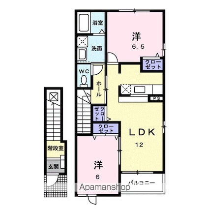 ローズヒル　Ｂ[2LDK/58.86m2]の間取図