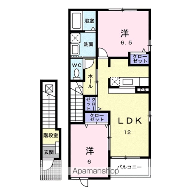 ローズヒル　Ｂ[2LDK/58.86m2]の間取図