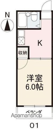 コート浜ノ町[1K/19.4m2]の間取図