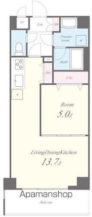 東京都杉並区和田１丁目[1LDK/44.28m2]の間取図