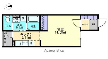 ミュー亀井町[1K/32.58m2]の間取図