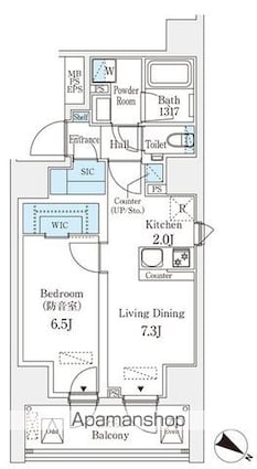 フィシオ飯田橋[1LDK/41.32m2]の間取図