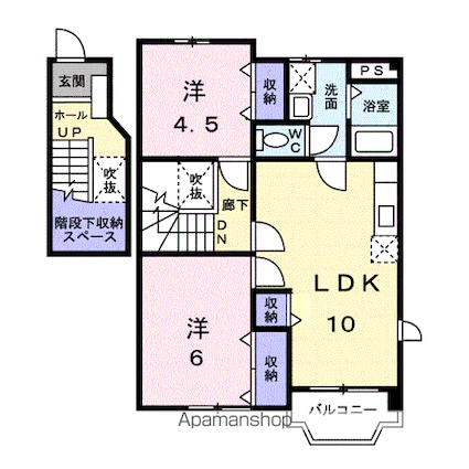 ソレイユ[2LDK/58.53m2]の間取図