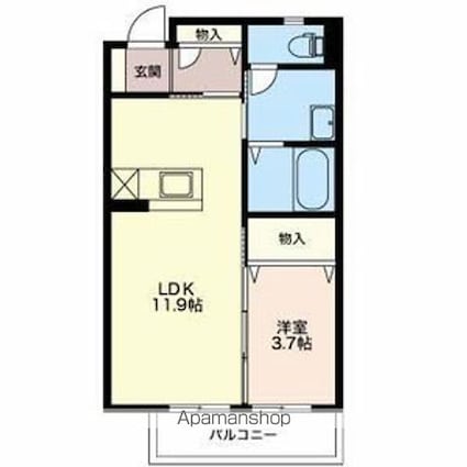 サウスウインド[1LDK/39.09m2]の間取図