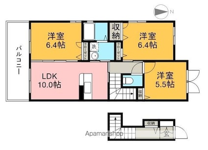 シャーメゾン万々Ⅱ[3LDK/70.19m2]の間取図
