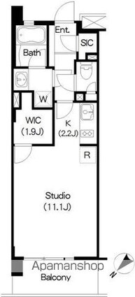 Ｂｒｉｌｌｉａ　ｉｓｔ　三軒茶屋　ブラッサムテラス[1R/37.32m2]の間取図