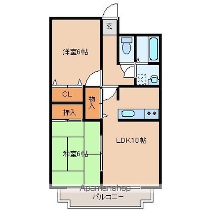 宮城県仙台市宮城野区福田町１丁目[2LDK/56.7m2]の間取図