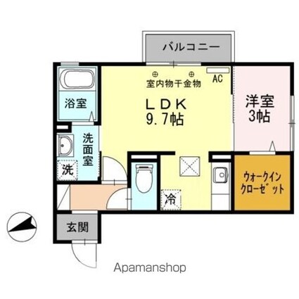 アゼリア吹上　Ｂ[1LDK/34.76m2]の間取図