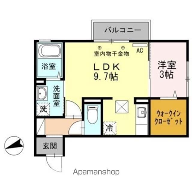 アゼリア吹上　Ｂ[1LDK/34.76m2]の間取図