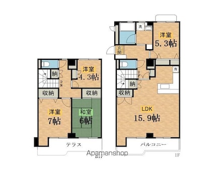 リフィーネめじろ台[4LDK/108m2]の間取図