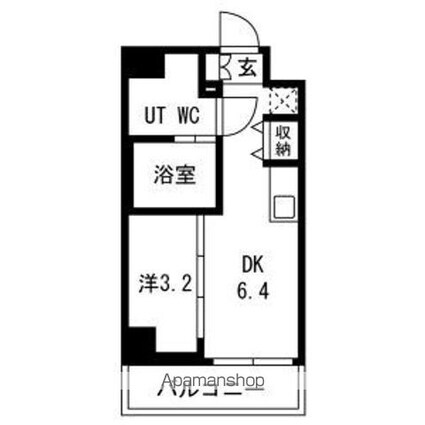 スパシエ幡ヶ谷[1DK/25.65m2]の間取図
