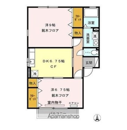 グリーンコート　アザレア館[2DK/53.76m2]の間取図