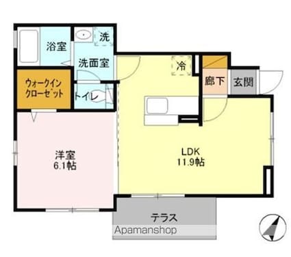 東京都世田谷区太子堂２丁目[1LDK/41.24m2]の間取図