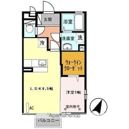 ヴァン・アグレアーブル[1LDK/33.39m2]の間取図