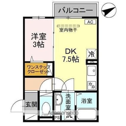 ウィット紀三井寺[1DK/29.5m2]の間取図