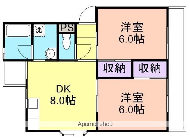 ハイツマンボウ[2DK/45.5m2]の間取図