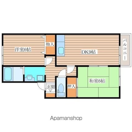 ロイヤルガーデン愛子Ｃ棟[2DK/49.83m2]の間取図