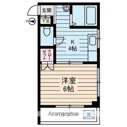 ハイツ　リバーランド[1K/22.68m2]の間取図
