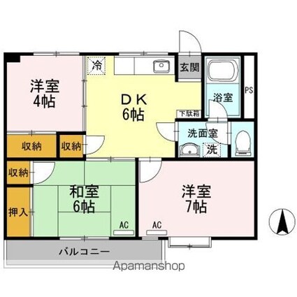 メゾン等々力[3DK/56.7m2]の間取図