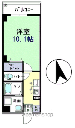 パスィフィーク[1K/31.76m2]の間取図
