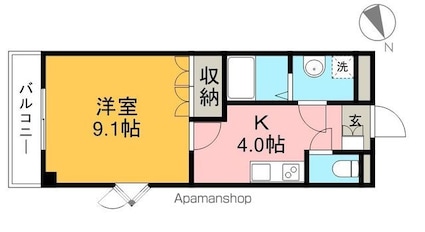 トランキーロ[1K/30.96m2]の間取図