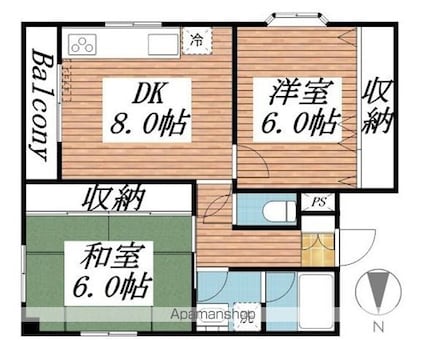 森本マンション[2DK/46m2]の間取図