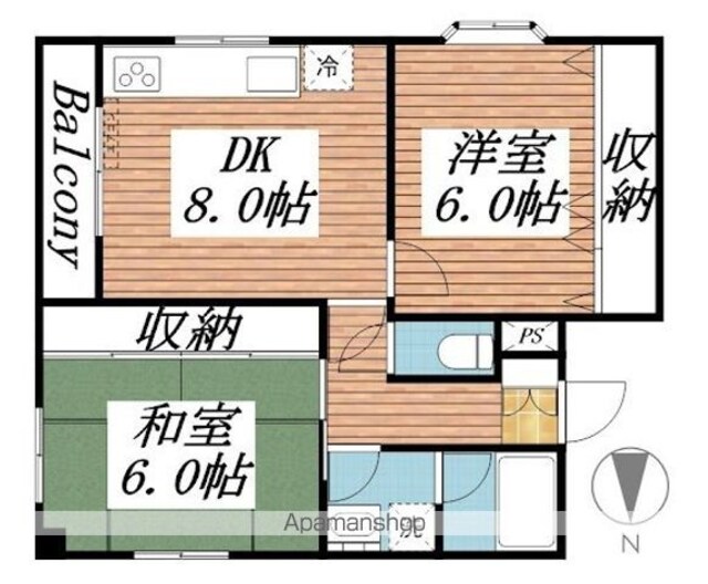 森本マンション[2DK/46m2]の間取図