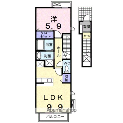 ラウンド・ロックＡ[1LDK/42.37m2]の間取図
