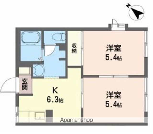 フォーブル加賀野[2K/35m2]の間取図