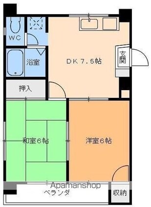 メローハイツ束本[2DK/38.88m2]の間取図