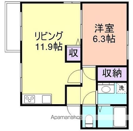 フレグランス吹上[1LDK/43.75m2]の間取図