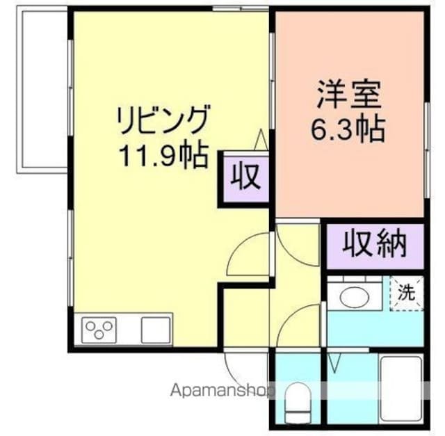 フレグランス吹上[1LDK/43.75m2]の間取図