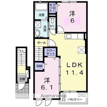 ポムドテールＴⅡ[2LDK/55.35m2]の間取図