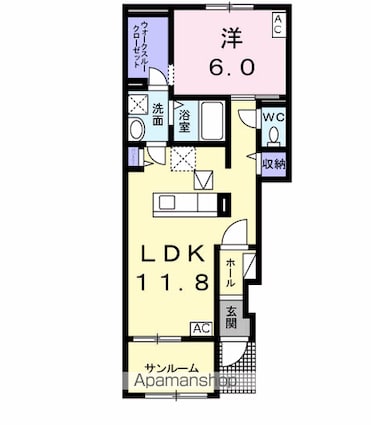 岐阜県岐阜市東鶉２丁目[1LDK/50.07m2]の間取図