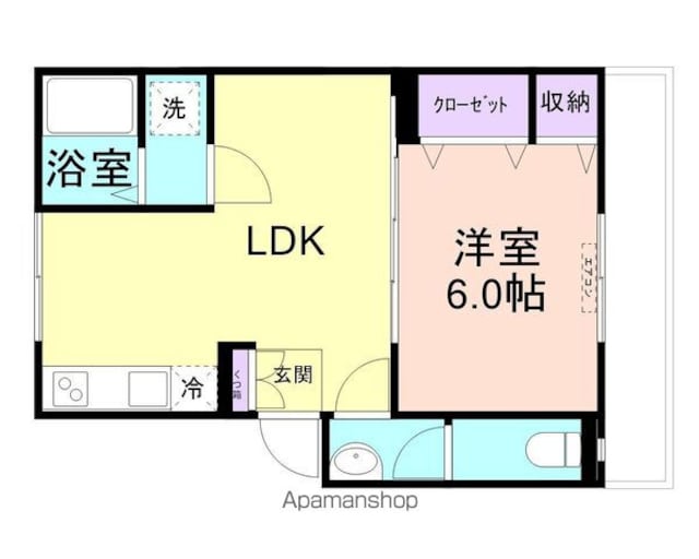 和歌山県和歌山市湊２丁目[1LDK/39.8m2]の間取図