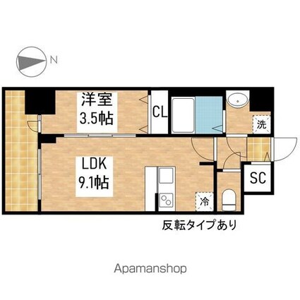 プレサンス葵デュリス[1LDK/31.98m2]の間取図