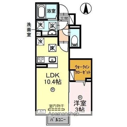 ＴｅｎＩＮＯＴＳＵＭＥ（テンイノツメ）[1LDK/34.62m2]の間取図