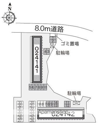 レオパレスエトワール折立Ⅰ[1K/23.71m2]の配置図