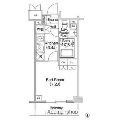 コンフォリア駒場[1K/26.31m2]の間取図