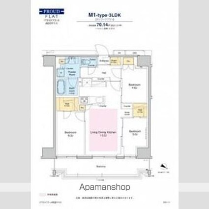 プラウドフラット両国サウス[3LDK/70.14m2]の間取図