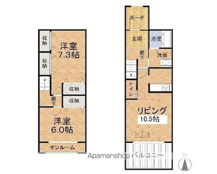 クレーリュ・ド・リュンヌ[2LDK/67.01m2]の間取図